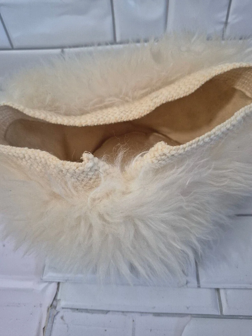 Vintage Ivey’s Greenville Ivory Cream Fluffy Fur Hat Retro Winter Statement Hat